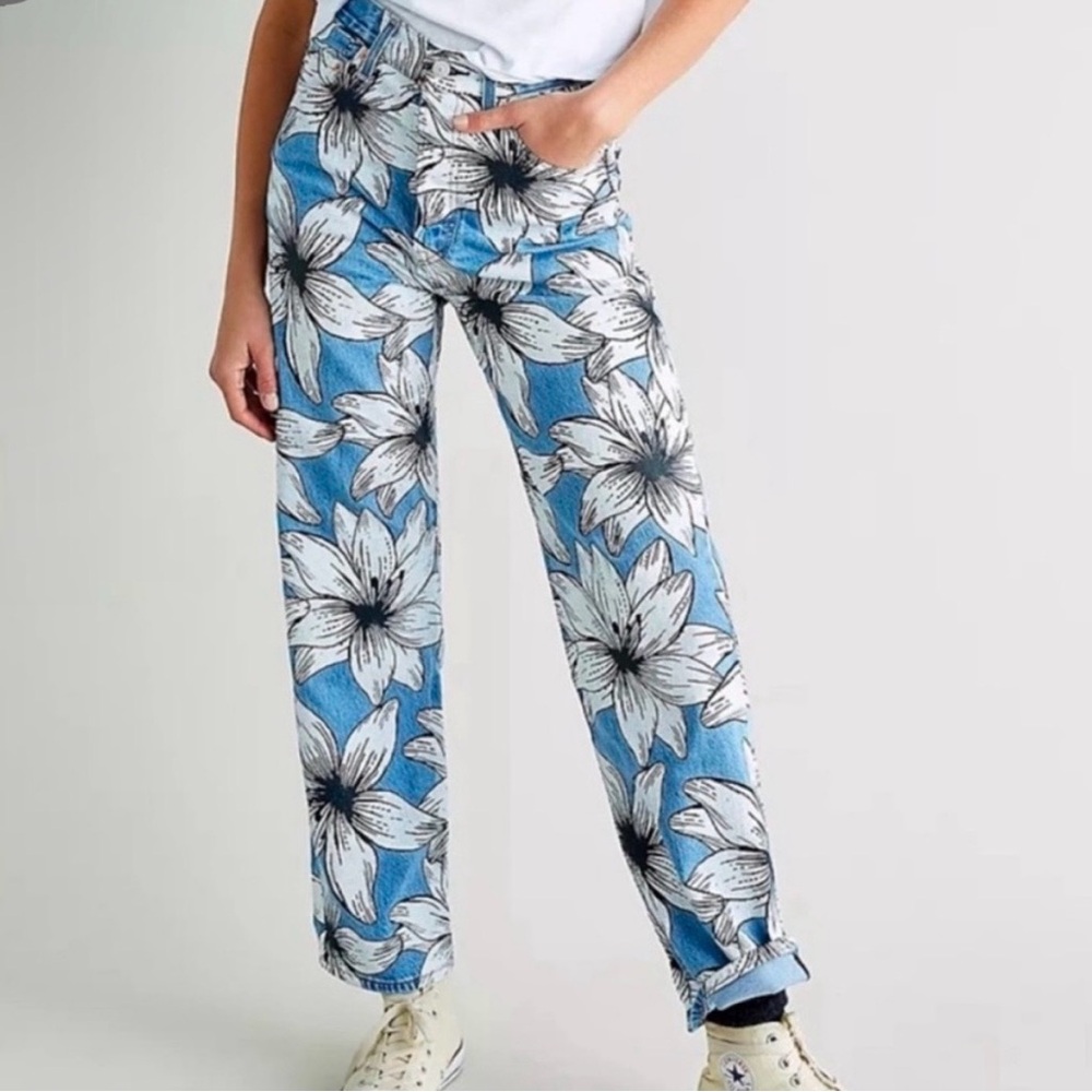 FARM Rio Blue and White Floral Boot Cut Jeans